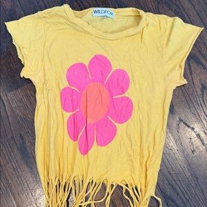 Wildfox  Yellow Tee with Pink Floral Design